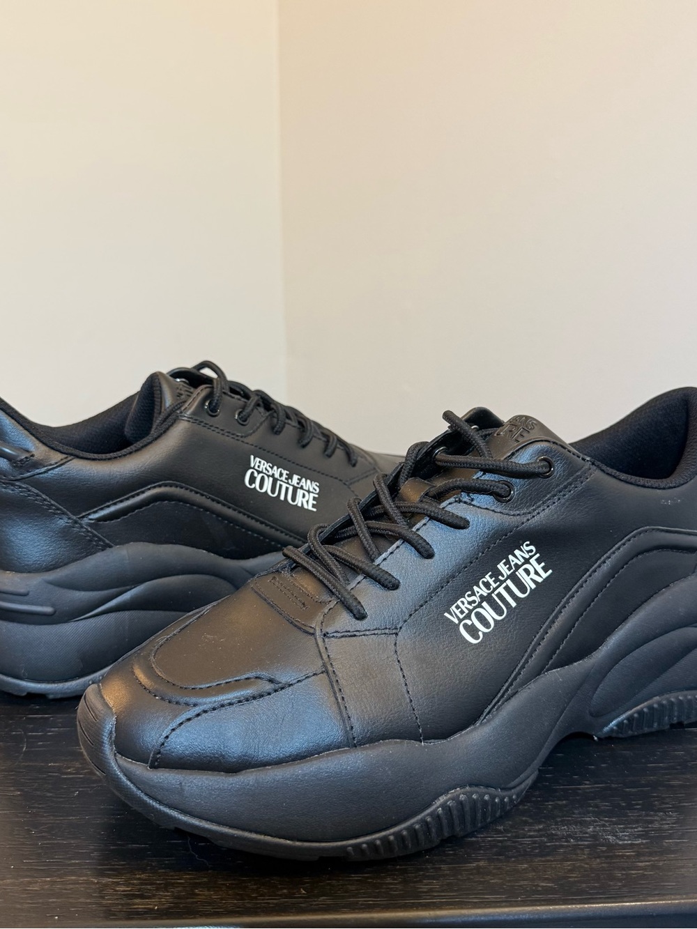 Versace Jeans Collection Black Men's Chunky Leather Sneakers